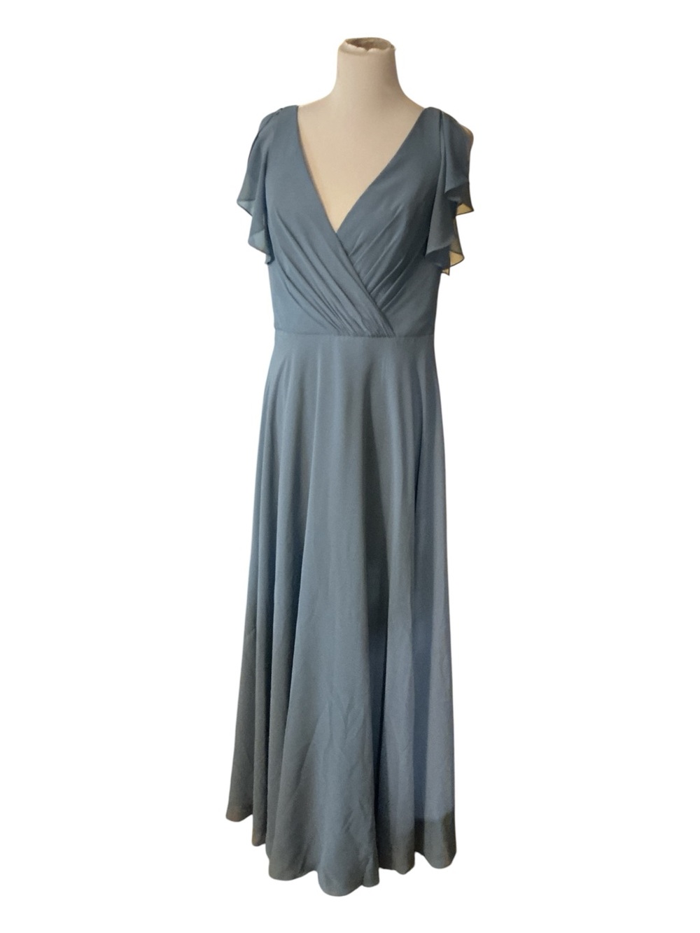 Elegant Blue V-Neck Maxi Dress